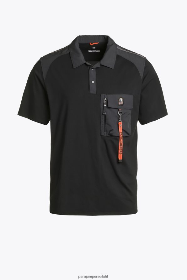 Parajumpers גברים פולו הצלה הַלבָּשָׁה שָׁחוֹר R042V0156